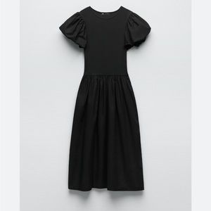 Zara Black Puff Sleeve Combination Dress
